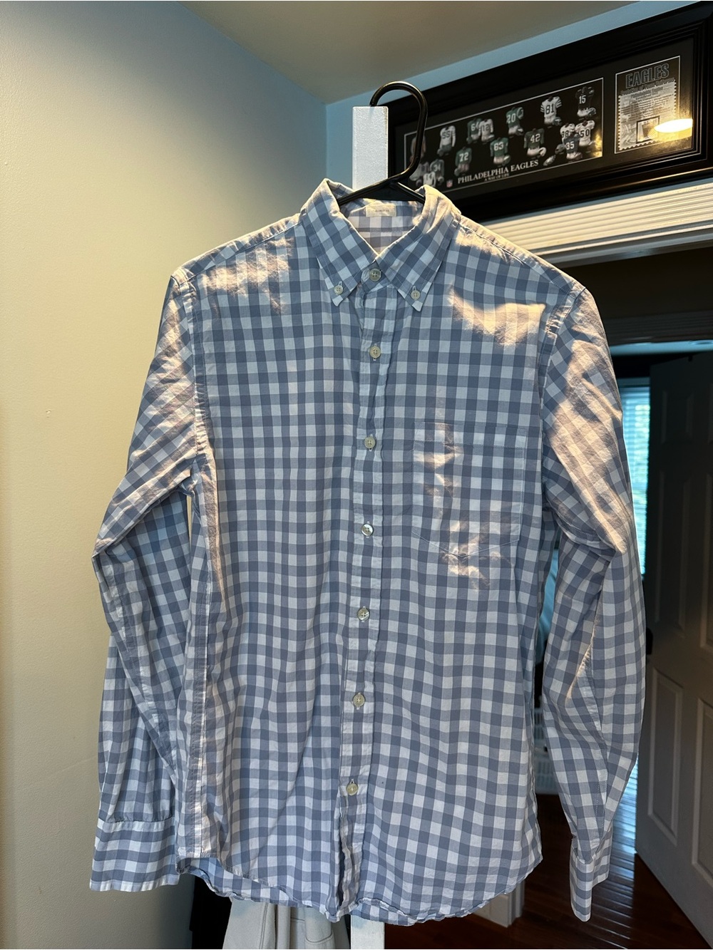 J. Crew Light Blue and White Gingham Button-Down Shirt